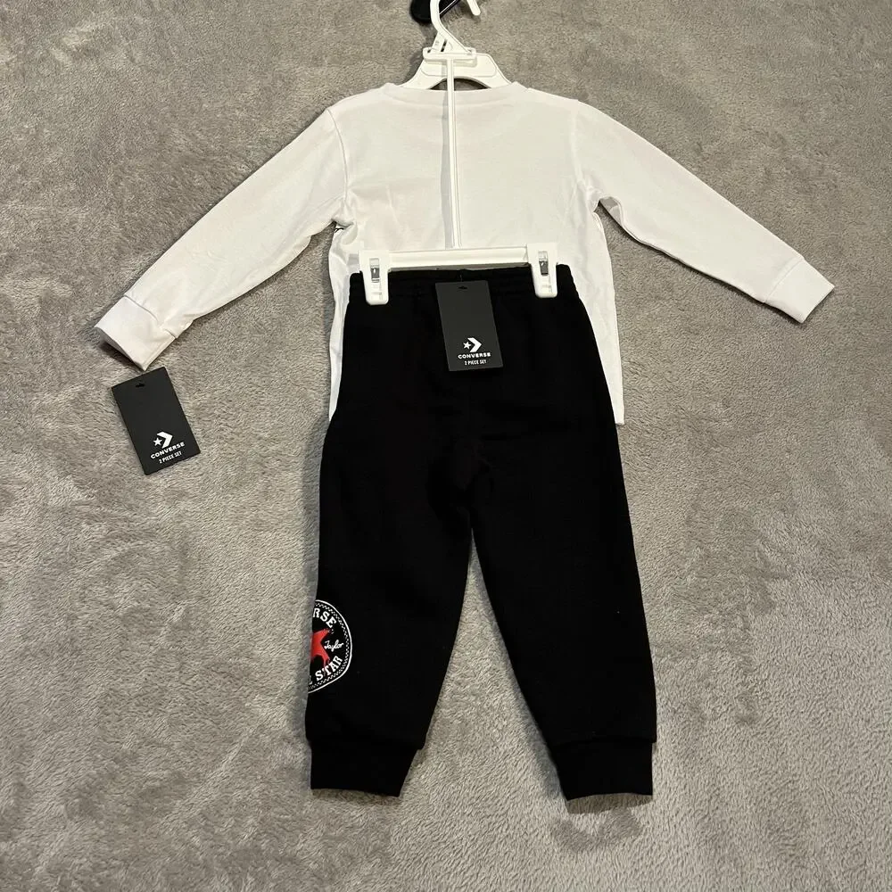 Converse Shirt Pants Set Toddler 24M White Black Chuck Taylor All Star Logo